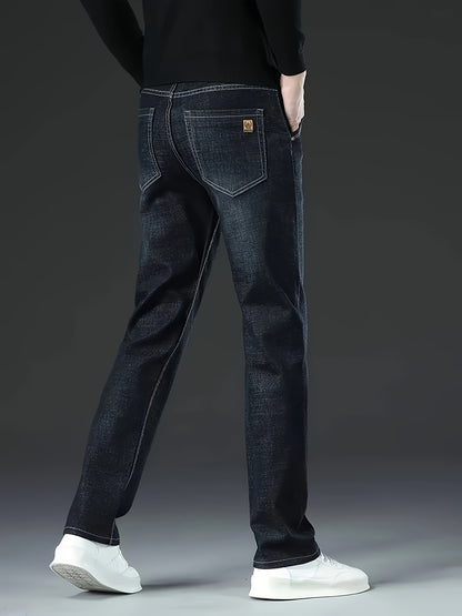 Four Seasons Regular Men's Jeans New Business Trendy Straight Jeans Fashionable Versatile Men's Elastic Jeans Very Suitable for Daily Outdoor Casual Wear Comfortable Classic Design