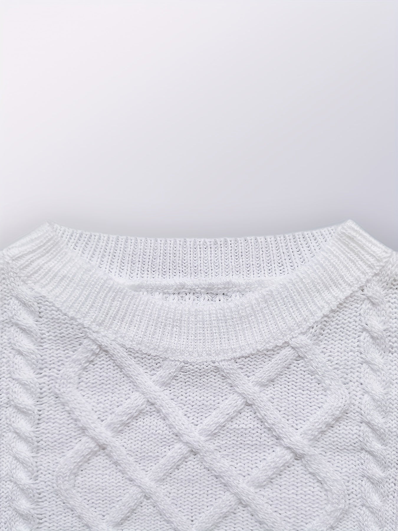Elegant Cable Knit Sweater for Women - Casual Long Sleeve, Round Neck Pullover in Solid Color, Perfect for Fall/Winter