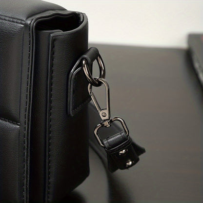 caivektine Men's Stylish Black Crossbody Bag - Adjustable Strap, Quilted Grid Design, Casual Business Shoulder Bag for Everyday Outings, Casual Business Bag   Sleek Modern Bag   Adjustable Strap Bag, Small Crossbody Bag