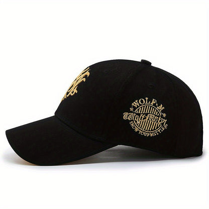 1pc Unisex Baseball Cap with "M" Design, Adjustable Metal Buckle Closure, Stylish & Comfortable for Men & Women, All-Season Wear, Black, Casual Headwear, Modern Headgear