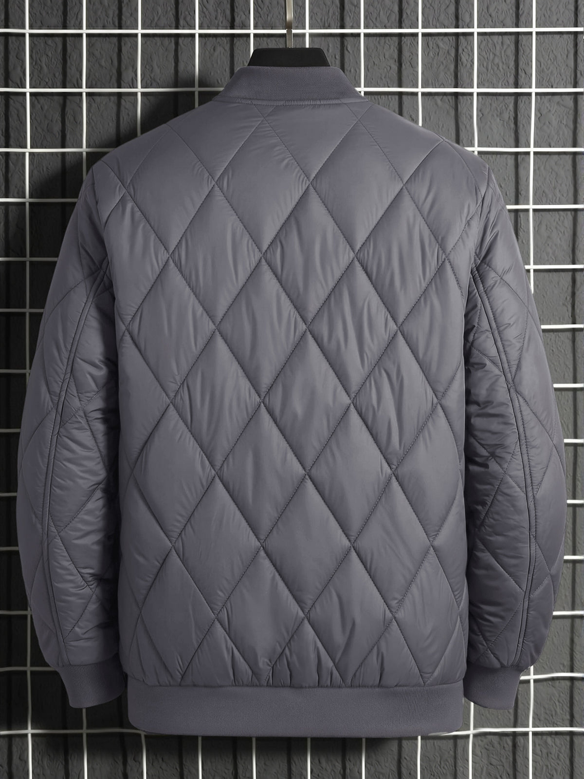 Men's Casual Padded Baseball Collar Coat with Chest Print