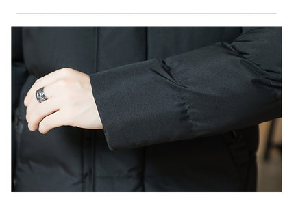 Men's Winter Hooded Padded Jacket, Thickened Loose Fit Solid Color Zip-Up Padded Coat, Warm & Stylish Men's Outerwear