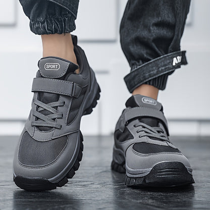 Men's Breathable Casual Shoes With Hook And Loop Fastener, Comfy Soft Sole Sneakers For Outdoor Jogging, Spring And Summer