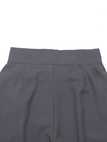 Casual Chic] Կանացի շիկ ֆրանսիական ոճի միագույն սև ծալքավոր տաբատ՝ բարձր գոտկատեղով, լայն ոտքով, պոլիեսթերով, լվացվող մեքենայում՝ կատարյալ արձակուրդի և ամենօրյա հագուստի համար, գեղեցիկ տաբատ