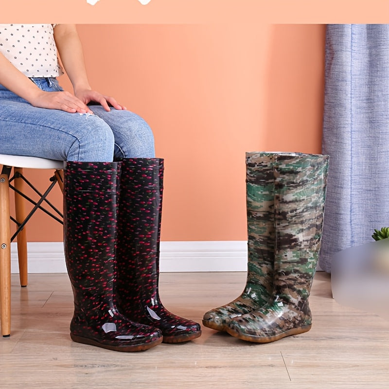 Unisex High-Top PVC Rain Boots with Durable Sole for Outdoor Use