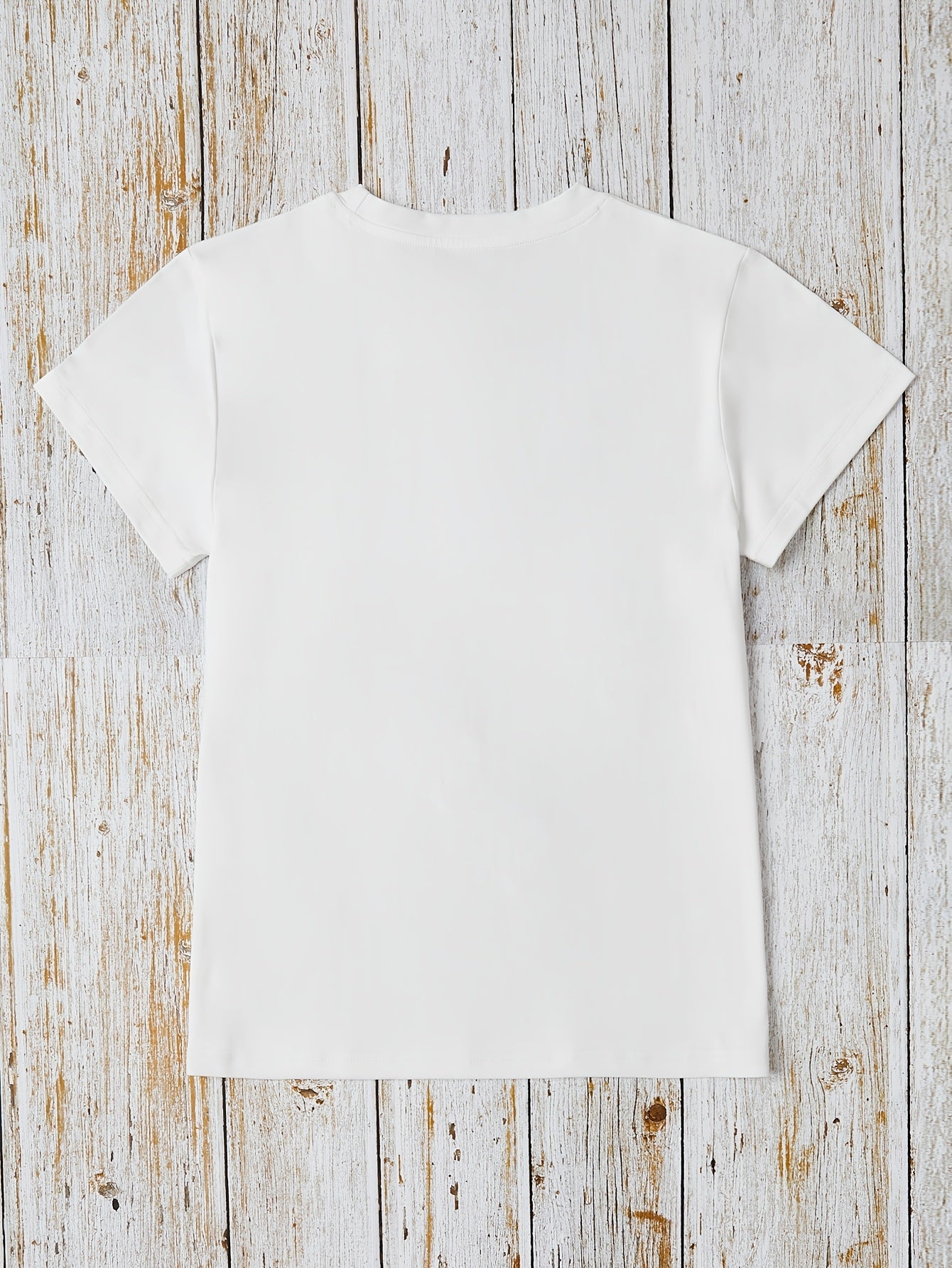 Women's Casual Solid Color Cotton T-Shirt, Crew Neck Summer Tee