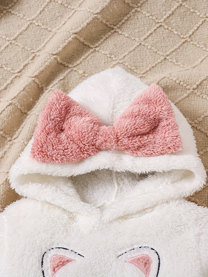 [1 հավաքածու] Սիրուն կատվի ասեղնագործությամբ, երկար թևքերով, գլխարկով, խիտ սվիտեր վերնաշապիկ + տաբատ, աղջիկների հանդերձանք աշուն/ձմեռ, նվեր առօրյա զբոսանքների համար