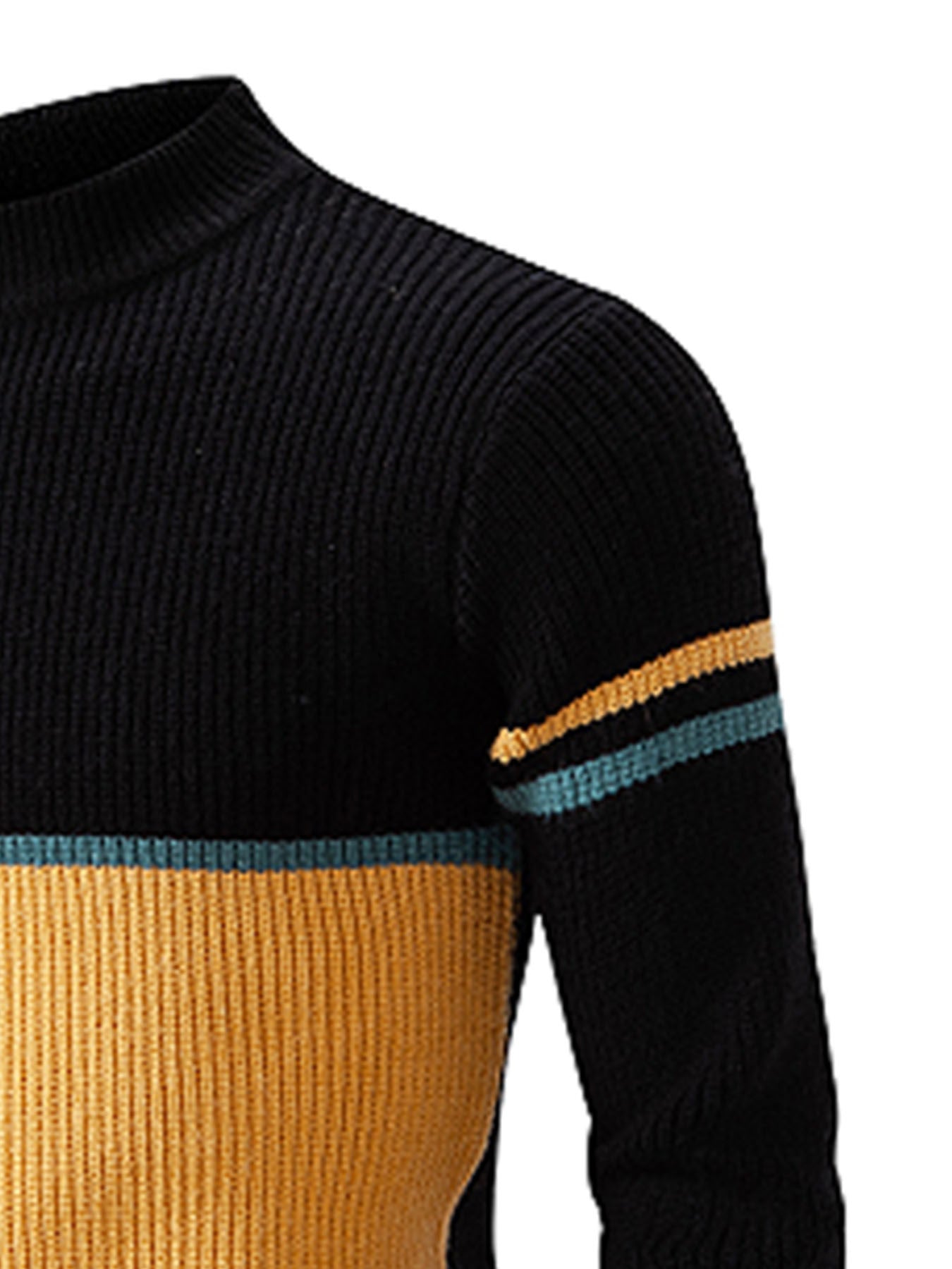 Տղամարդկանց աշնանային ձմեռային նոր կլոր վզնոցով սվիտեր | Գունային բլոկների դիզայն, առօրյա բազմակողմանի վերնաշապիկ, ակրիլային գործվածք՝ թեթևակի ձգվողությամբ