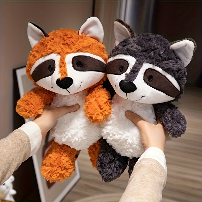 TINICOOCAT 25cm/9.84inch Kawaii Stuffed Animal Toys - Soft Plush Raccoon, Sloth, Red Panda & Fox Dolls with Cute Expressions, Jungle Animal Design, Light Brown/Deep Gray/Orange, Perfect Birthday Christmas Gift for Youngsters,