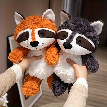 TINICOOCAT 25cm/9.84inch Kawaii Stuffed Animal Toys - Soft Plush Raccoon, Sloth, Red Panda & Fox Dolls with Cute Expressions, Jungle Animal Design, Light Brown/Deep Gray/Orange, Perfect Birthday Christmas Gift for Youngsters,
