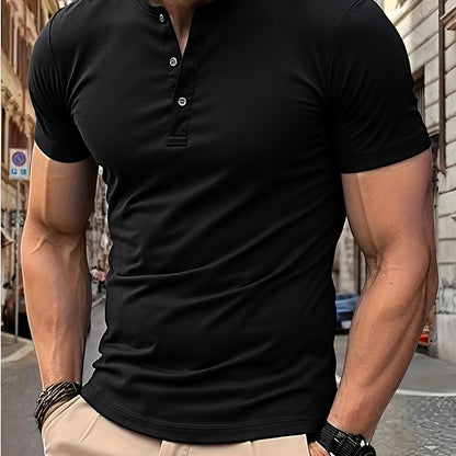 Men'S Lightweight  Breathable Quick-Dry T-Shirt - V-Neck, Short Sleeve, Solid Black, Soft Polyester Fabric for Gym, Running, Daily Wear  Outdoor Activities, Workout Clothes
