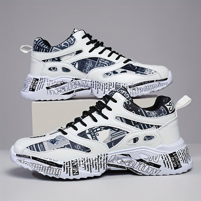 Men'S  Women'S Graffiti Couple Sneakers, All-Season Lightweight Cushioned Running Shoes, Stability Pronation, Cartoon Pattern, MD Sole, EVA Insole, Polyurethane Upper, Fabric Lining