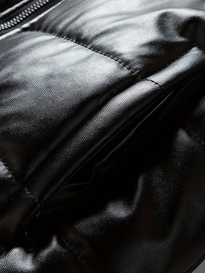 Men's Heavy-Duty Winter Jacket - Black Cold Weather Coat with Zippered Pockets, Formal & Everyday Outerwear for Office, Travel, Outdoor Activities - Hand Washable Polyester Outerwear, Travel Winter Coat, Classic Turndown Coll