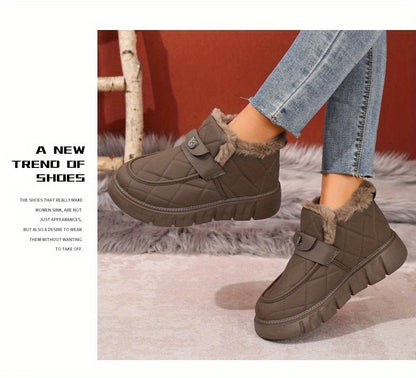 Աշուն-ձմեռ Փափուկ ծածկով Տաք Ձմեռային Կոշիկներ, Բազմաֆունկցիոնալ Դրսի Կոշիկներ Բլոկային Կրունկով, Հարմարավետ Կլոր Ծայրով Պատահական Ամենօրյա Օգտագործման և Ցուրտ Եղանակին Լեռնագնացության Համար