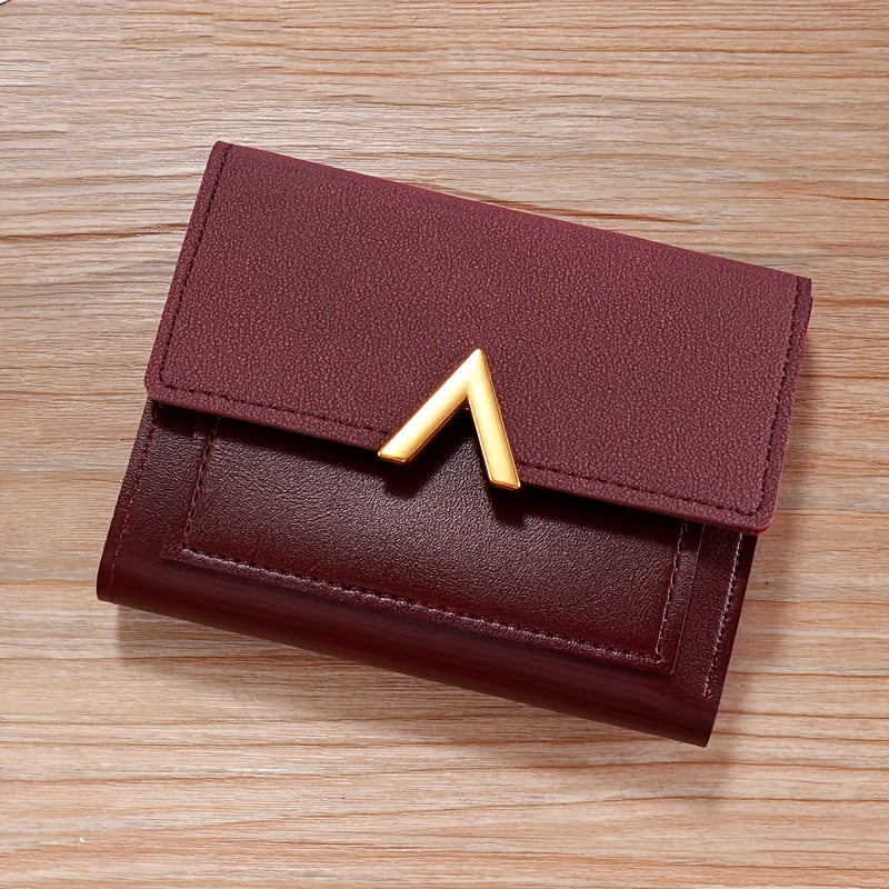 Women's Compact Tri-Fold Wallet - Short Fake Handbag with Snap Closure, Slim Card Holder & Cash Pocket, Casual Everyday Clutch for Smartphones (for women) - Asian Style Purse