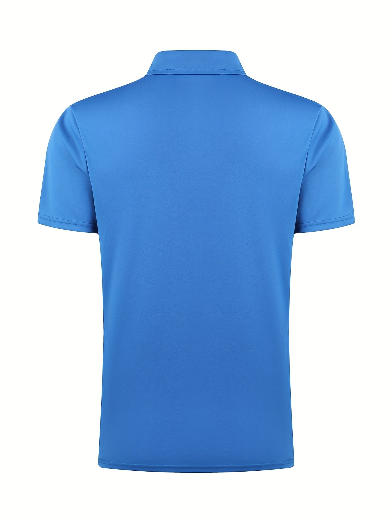 [Golf Apparel] Men's Classic White Shirt - Casual Summer Style with Short Sleeves, Zipper Collar, and Stretch Polyester Fabric - Perfect for Streetwear & Golf