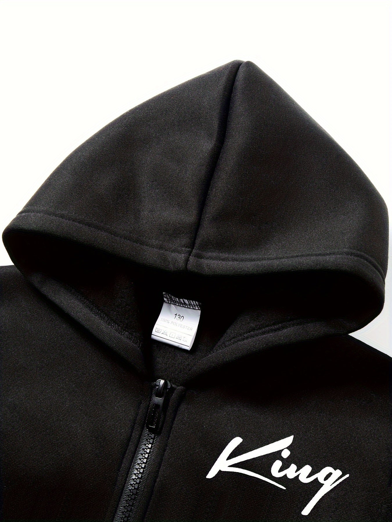 2pcs children's autumn and winter velvet zipper hooded shirt + pants, letter print boys' fashionable casual sports suit, suitable for jogging and daily wear