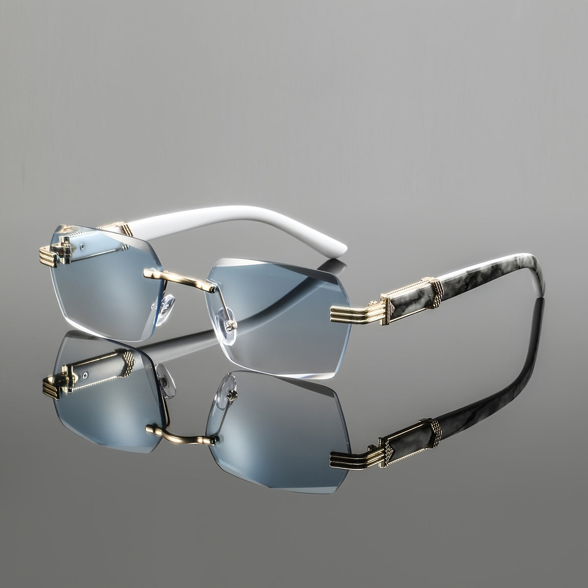Men's Lightweight Metal Rimless Square Eyeglass Frames