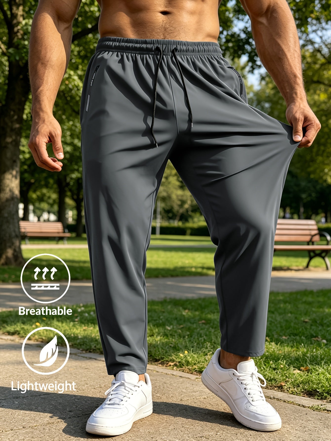 Men's Lightweight Stretch Casual Pants with Drawstring Waist