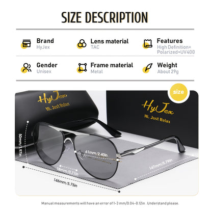 Unisex Retro Polarized Sunglasses with Color-Changing UV400 Lenses