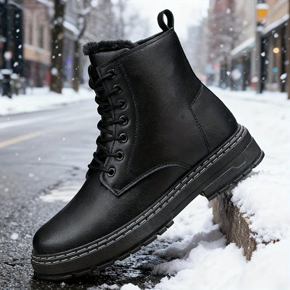 Men's Heavy-Duty Winter Boots with Thick Sole &  Upper - Zipper/Closure for Hiking, Ice Traction PVC Outsole, Round Toe s for Outdoor,, Snow (Compatible with warm inner liners) - Cold Weather Boots for