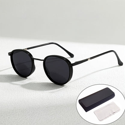 Unisex Polarized Round Sunglasses with Stainless Steel Frame