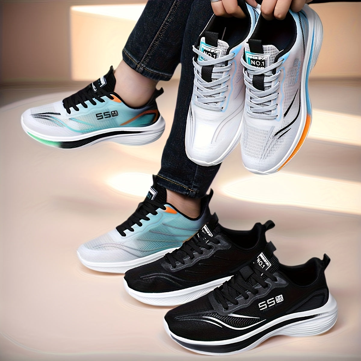 Men'S Breathable Mesh Casual Sports Shoes for Spring And Summer, Soft-Soled Non-Slip Shock-Absorbing Running Shoes for Students - Oversized Tennis Casual Walking Fitness Hiking Shoes - The Perfect Athletic Footwear for Outdoo - ayq