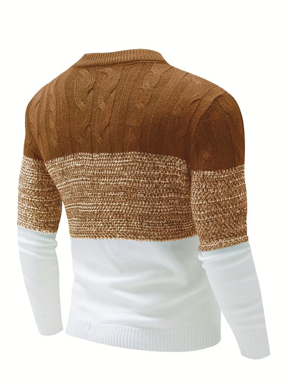 Men's Color Block Patchwork Round Neck Casual Fabric Pullover