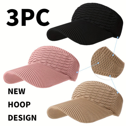 3-Pack Breathable Knit Beanies with Wave Pattern for All-Season Wear