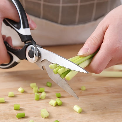 1pc, Kitchen Scissors, Poultry Shears, Kitchen Shears, Kitchen Fish Bone Scissors, Multifunctional Stainless Steel Chicken Bone Scissors For Duck Fish, Food Scissors, Kitchen Meat Scissors, Nut Opener, Bottle Opener, Kitchen