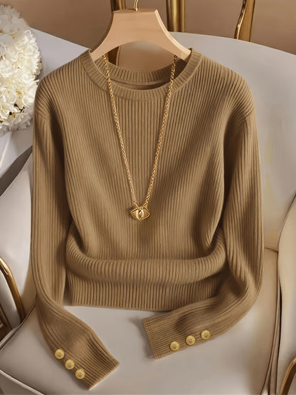 Elegant Ladies' Solid Color T-Shirt for Spring and Fall