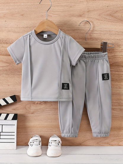 Summer Boys' Casual T-Shirt & Pants Set 0-3 Years Polyester