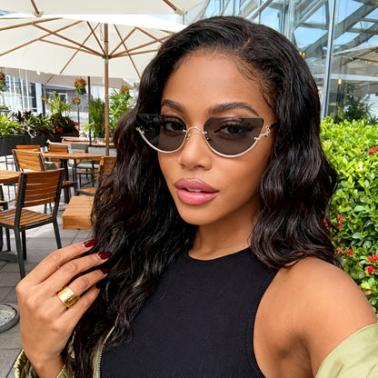 Women’s Retro Half-Frame Cat-Eye Glasses with Tinted Lenses