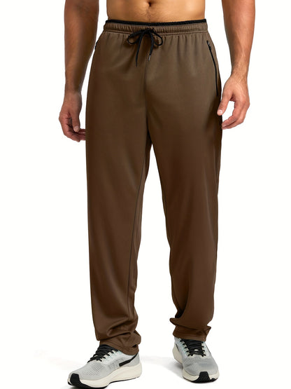 Men's Sports Pants With Drawstring And Zippered Pockets, Lightweight And Breathable Bottoms For Running/Casual Wear