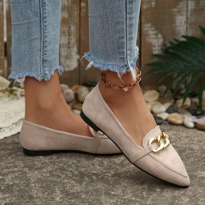 Women's Pointed Toe Slip-On Penny Loafers - Lightweight Fabric Flats