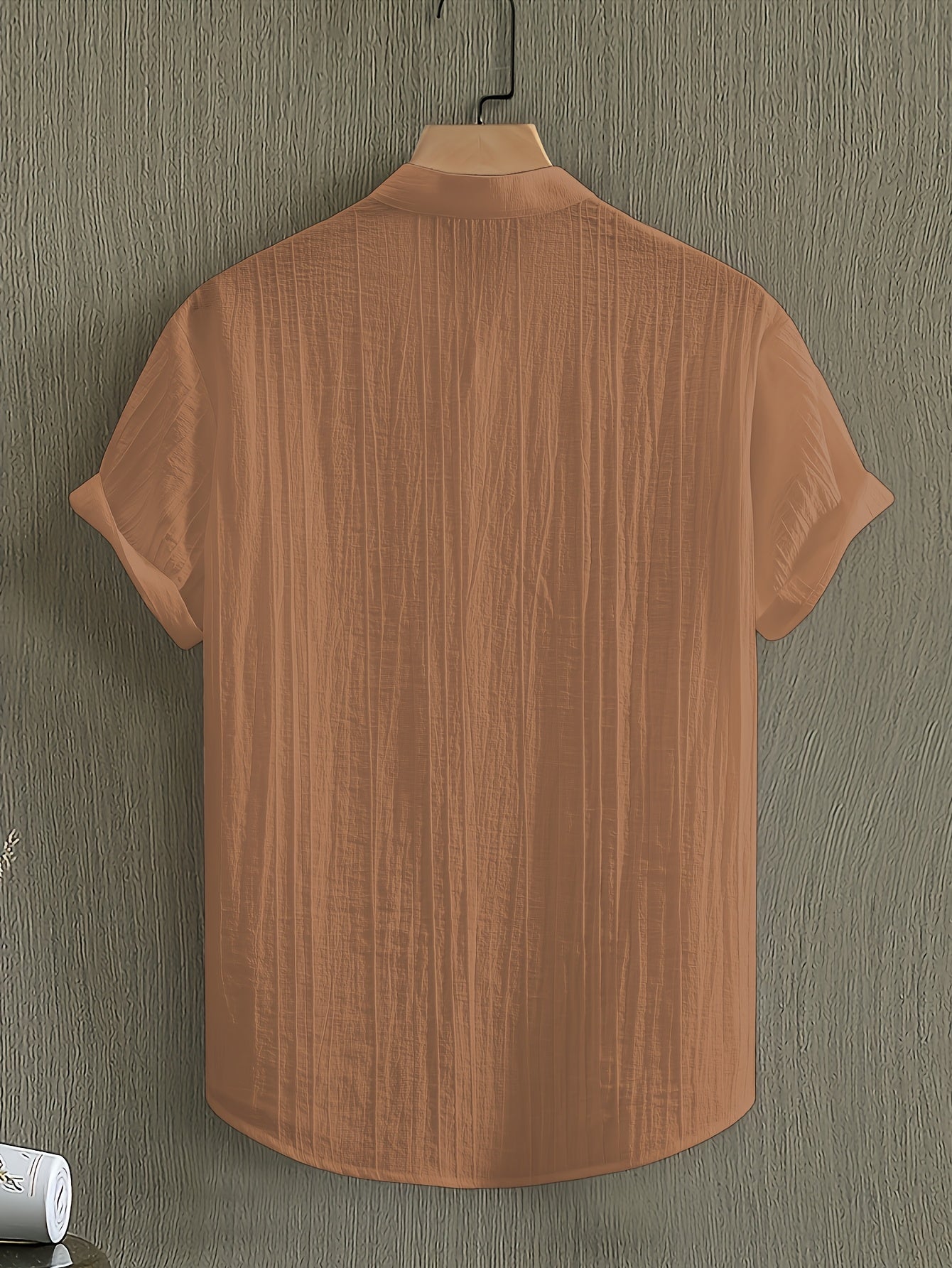 Men's Breathable Solid Color Stand Collar Short-Sleeve Shirt