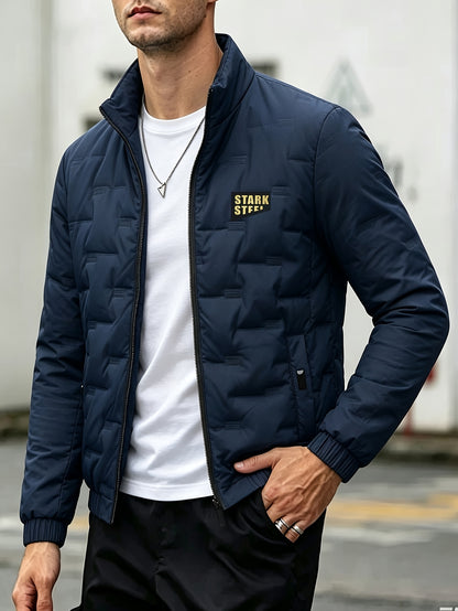 Men's Casual Stand Collar Thickened Outer Jacket for Fall Winter