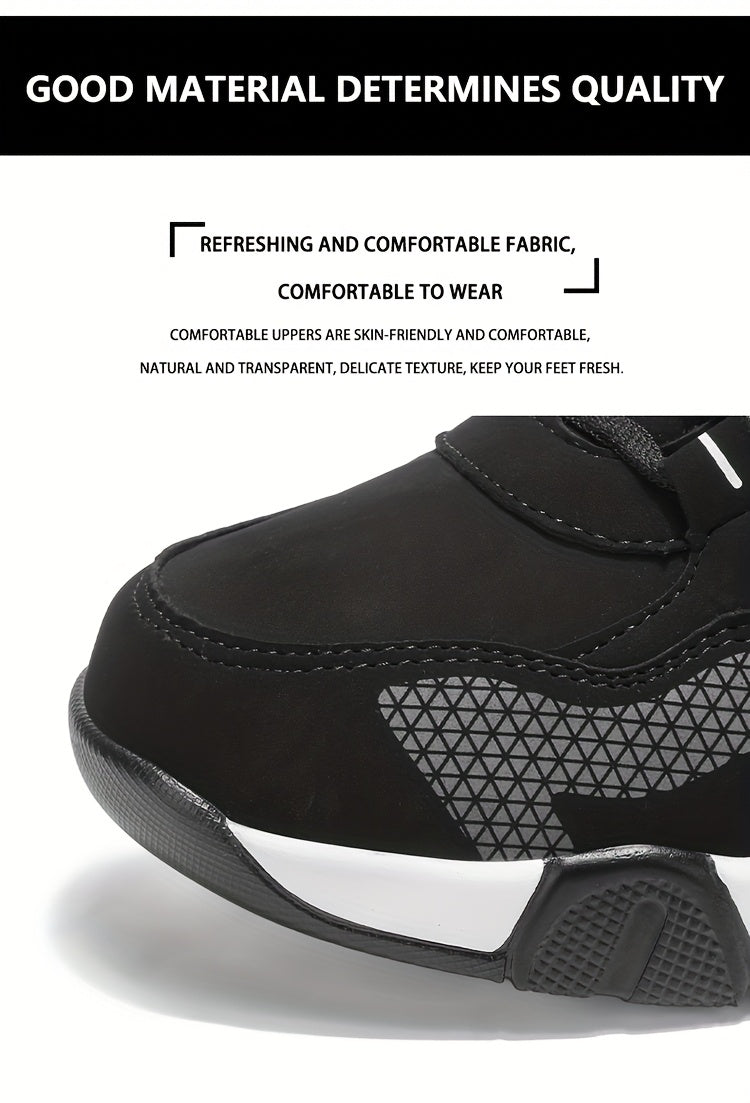 HIDEDUGO-ի ծանրքաշային ձմեռային կոշիկներ-սնիկերներ - Տաք միջին բարձրությամբ կոշիկներ, ամենագնացքային TPR ներբան, կապերով արտաքին կոշիկներ սառույցի և ձյան համար, մեծ չափսեր (սև/սպիտակ) - Ցուրտ եղանակի համար ամենօրյա և սպորտային կոշիկներ