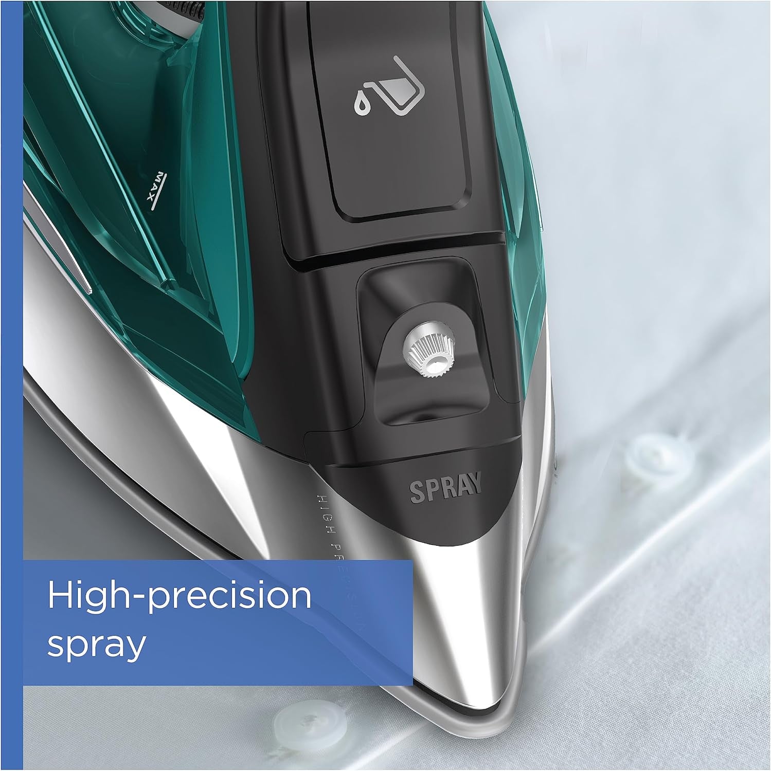 Rowenta, Iron, Pro Master Stainless Steel Soleplate Steam Iron for Clothes, 210 G/Min, 400 Microsteam Holes, 1775 Watts, Auto-Off, Ironing, Green Clothes Iron, DW8360