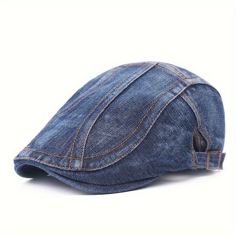 Denim Beret Hat  Versatile Commuter Style Peaked Cap Vintage Distressed Casual Fashion Hat Spring Autumn Forward Cap Women's Hat