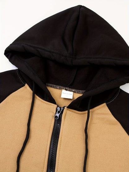 Տղամարդու գունավոր բլոկներով գլխարկով բաճկոն սպորտի և բացօթյա սպորտի համար, նորաձև հանգստի համար