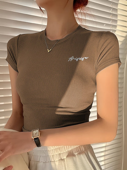 Women's Summer Slim-Fit Round Neck Short Sleeve T-Shirt - ayq