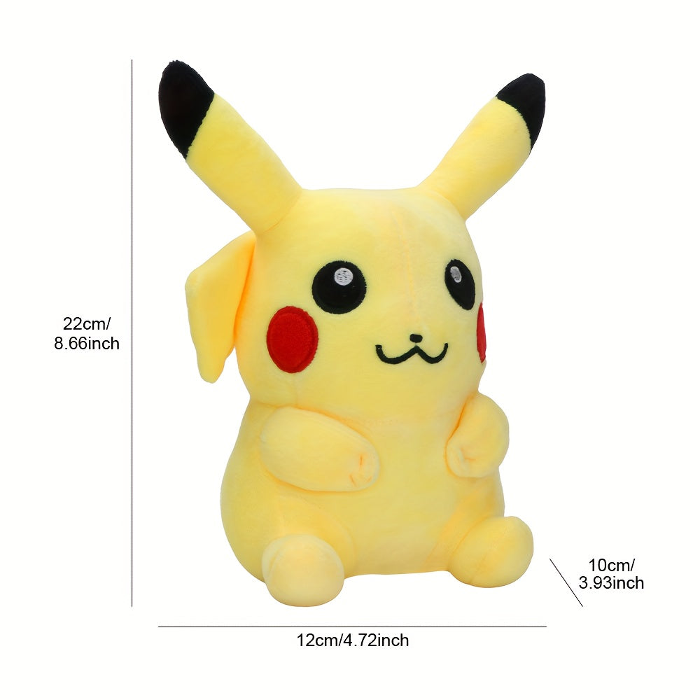 8-inch Smiling Pikachu Plush Toy, Ultra-Soft Short Velvet Doll Anime Merchandise Birthday Gift Decoration