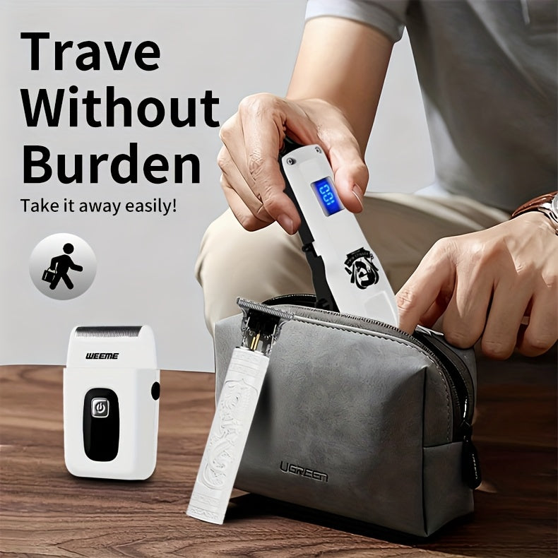 WEEME 3pcs/1Set Men'S Hair Clipper, USB Rechargeable Electric Hair Clipper & Shaver Set with Digital Display, Cordless Hair Trimmer for Home & Salon Use, Perfect Grooming Gift for Men with Smooth Blade, USB Charging, Lithium