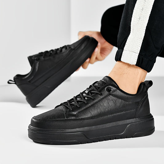 Men's Shoes, Business Casual Low-Top Sneakers for Men - Solid Color Versatile Casual Thick-Soled Lace-Up Shoes, Daily Fashion Simple Trendy Men's Shoes - ayq