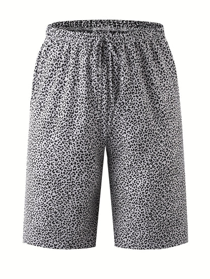 Plus Size Women's Lightweight Beach Shorts - Casual Blue and White Floral Print, Drawstring Waist, Polyester, Machine Washable, Knee-Length with Pockets