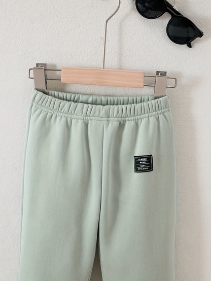 Boys' Cozy Fleece-Lined Hoodie & Sweatpants Set - Olive Green Casual Winter Outfit with Pockets, Thick Warmth for Fall & Winter, Regular Fit, Casual Attire, for Outdoor