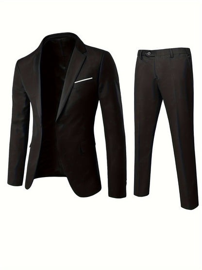 Men's High-end New Suit Set 2pcs Suit and Trousers Fashionable for Wedding Banquet Party