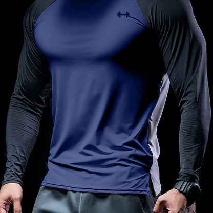 Տղամարդկանց Color Block Athletic Muscle Fit շապիկ, տղամարդկանց շնչառական կոմպրեսիոն շապիկ, հարմարավետ վերնաշապիկ ամառային սպորտի համար