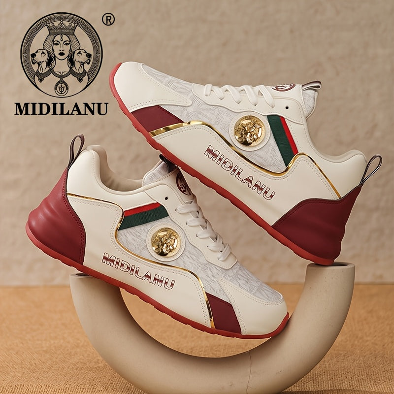Men's Lightweight Casual Sneakers with Linear Design - All Season